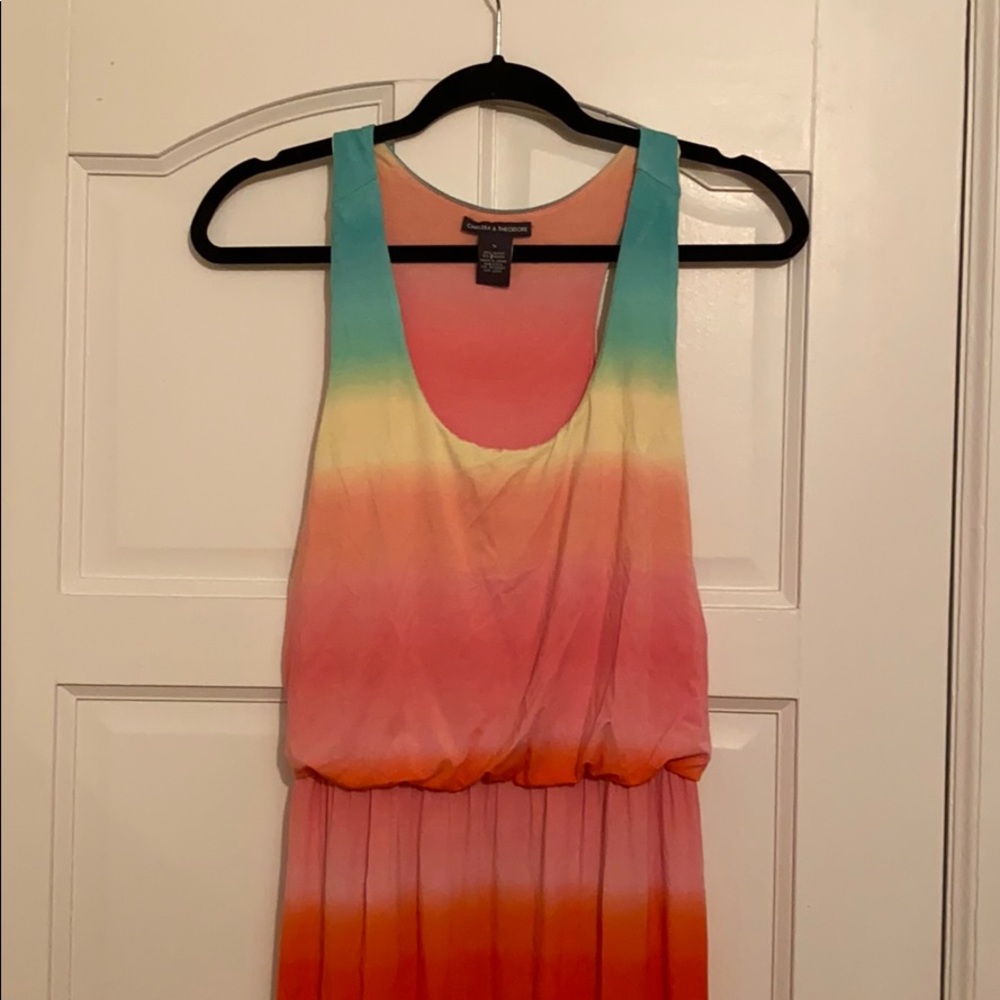 Rainbow tie dye maxi dress